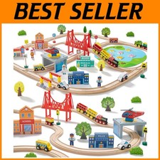 Interactive Wooden Train Set with Tracks