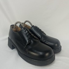 VINTAGE DR MARTENS BLACK LEATHER CHUNKY DERBY OXFORD PLATFORM SHOES 8 ENGLAND