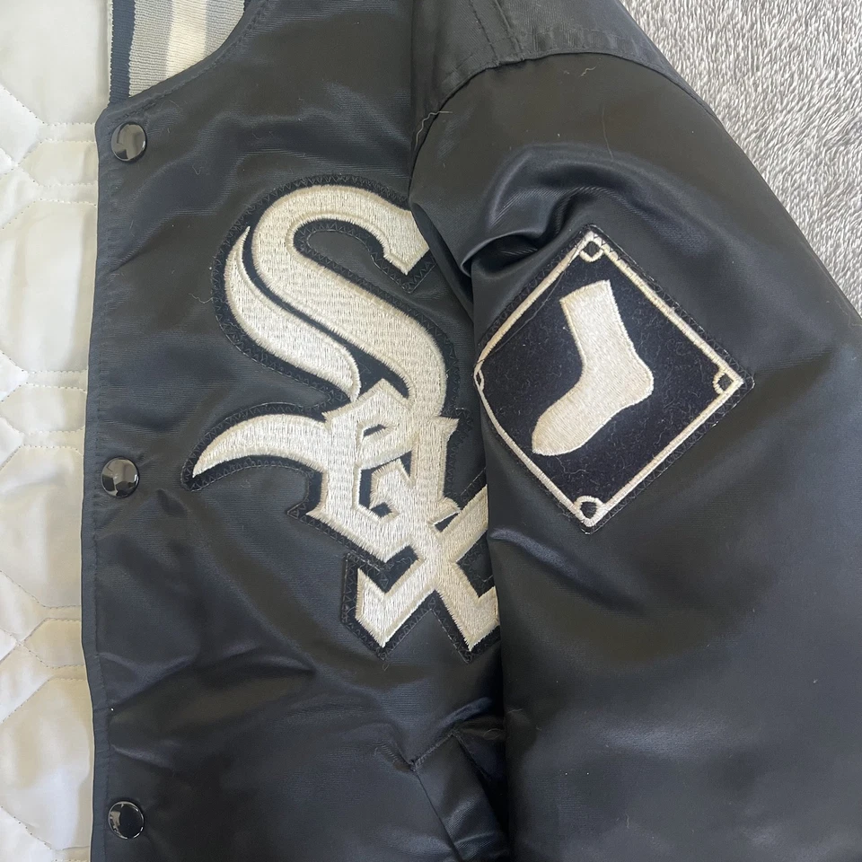 Vintage Chicago White Sox Satin Jacket Mens Medium Black MLB Starter - Image 2 of 4