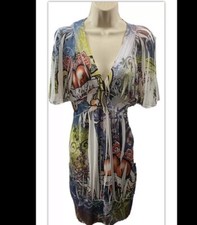 Unbranded Juniors Bodycon Empire Waist Dress S/M Multicolored 3/4 Sleeves