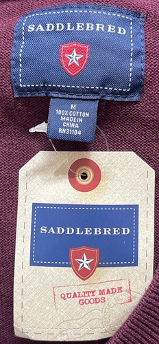 Saddlebred Sweater Vest Men's M Burgundy & Blue Sleeveless V-Neck NWT - Picture 3 of 8