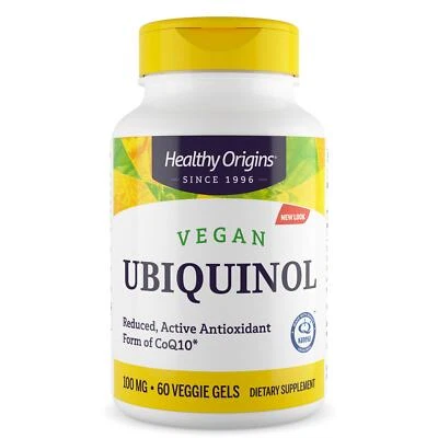 Healthy Origins Natural Ubiquinol 100mg 60 Vegan Softgels, CoQ10 Heart Energy