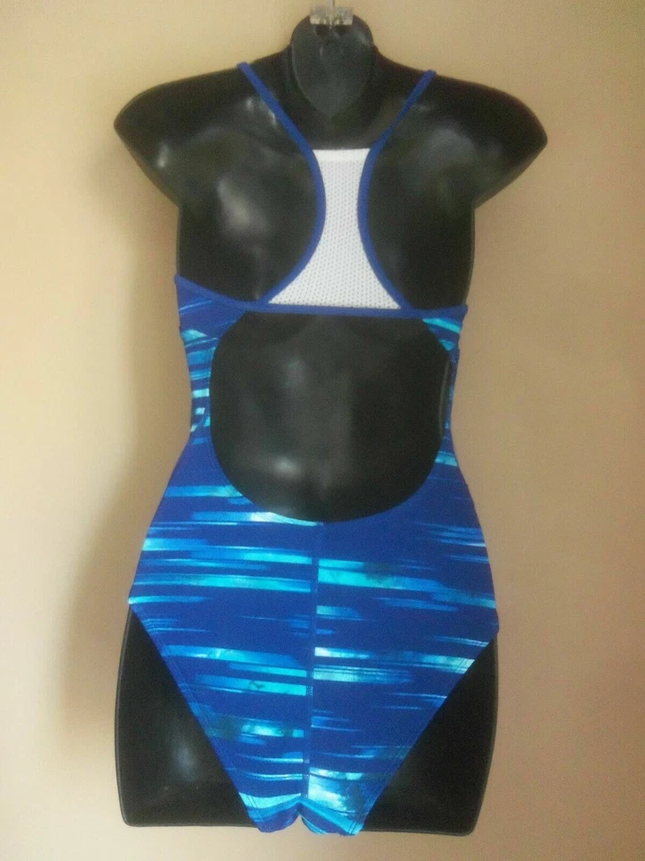 TRAJE DE BAÑO CAMPEÓN AZUL BLANCO RAYAS ESPALDA DEPORTIVA TRAJE DE BAÑO TALLA XS 0 2 Foto 4 de 4