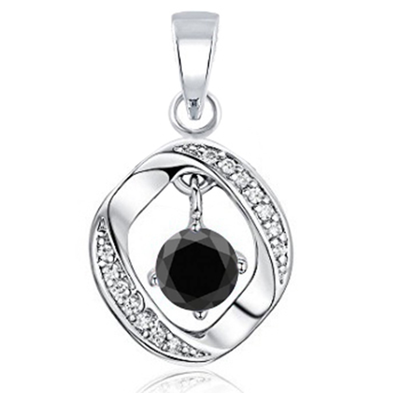 2.20Ct Round Cut 100% Natural Jet Black Diamond Pendant In 925 Sterling Silver