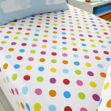 Sunny Rainbow Single Fitted Sheet  Pillowcase Set Children's Bedding Polka Dot
