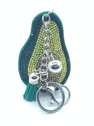 Bling Avocado Diamant Schlüsselanhänger Glitzer Silber Quaste Accessoire - Bild 10 von 10
