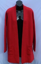Classic Paul Costello Red Wool Blend L/s Knitted Jacket Front Pockets Size 14/l