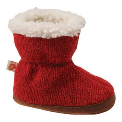 ACORN EASY BOOTIE SLIPPER TODDLER GIRLS' 8-9 RED RAGG WOOL FAUX FUR LINED