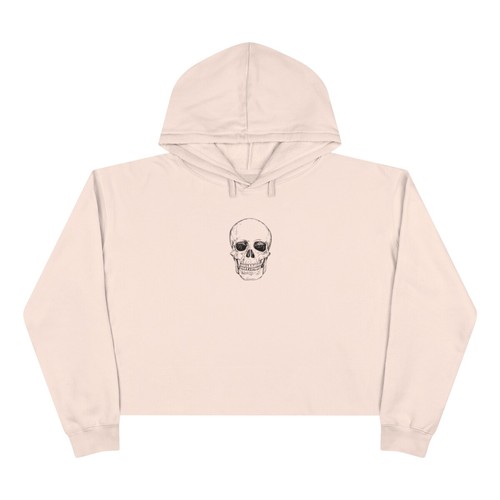 SKULL CROPPED HOODIE SWEATSHIRT, Skeleton, Punk, Gothic, Halloween, Gift - Picture 4 of 8