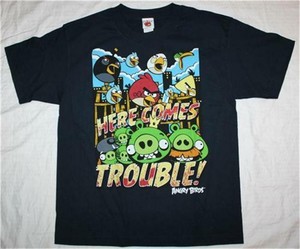 Nwot Boys Girls Angry Birds Shirt Tshirt Clothes Here Comes Trouble Navy Blue 18 Ebay
