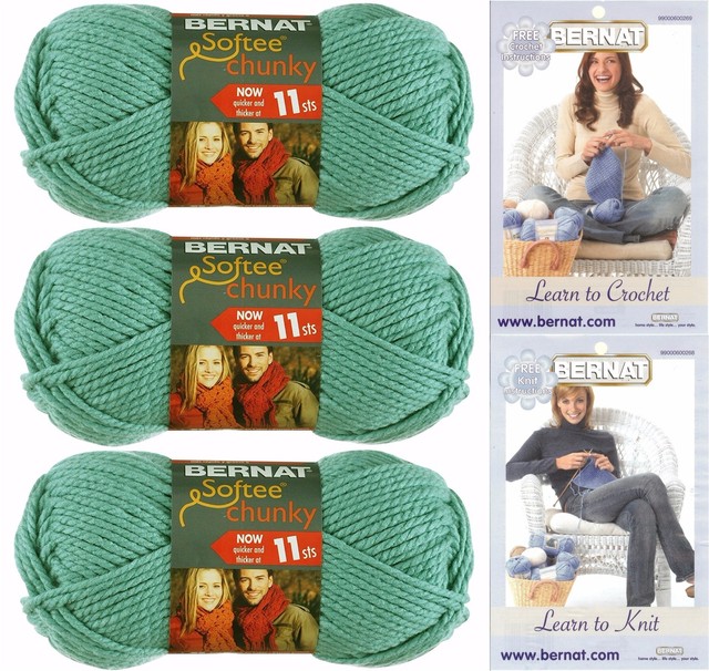 Bernat Softee Chunky Yarn Bundle Super Bulky 6 3 Skeins Seagreen 28219