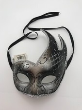 Image of MARDI GRAS MASK Masquerade mask black ombre with silver glitter with tie NWT