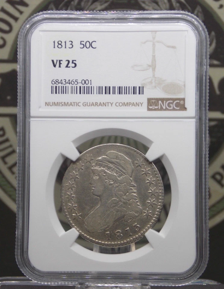 1813 Capped BUST Silver Half Dollar 50c NGC VF25 #001 Very Fine ECC&C, Inc. - Image 3 of 4