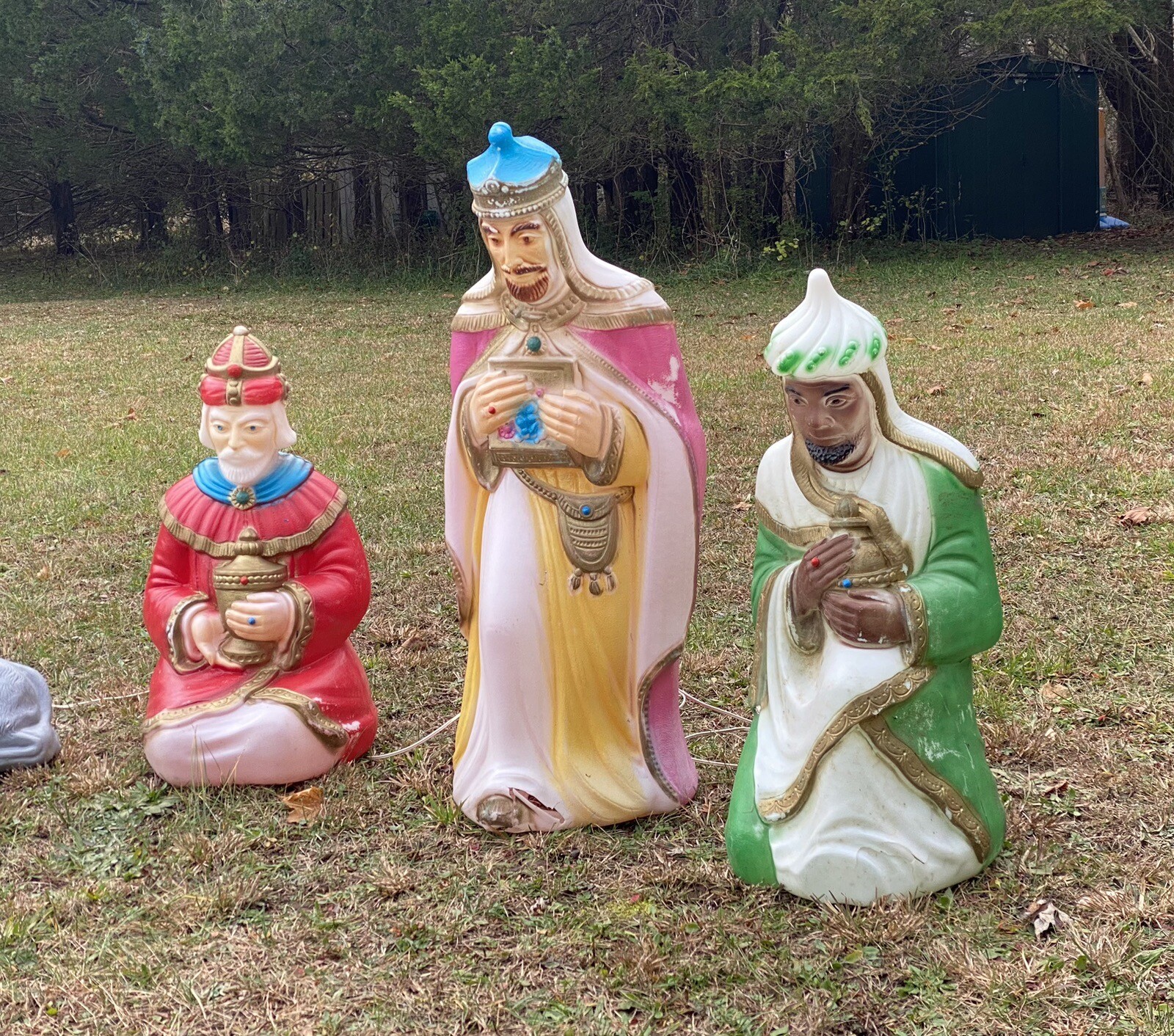 TPI Blow Mold Nativity Set Mary Baby Jesus Joseph 3 Wisemen Shepherd