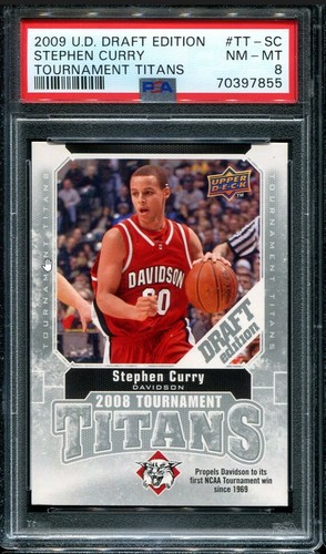 PSA 8 NM MINT 2009 UD TOURNAMENT TITANS STEPHEN CURRY #TT-SC ROOKIE RC 7855 B213