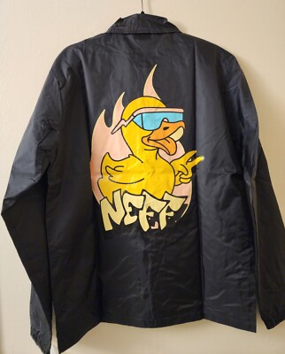 Neff Fresh 2 Death Ducky Windbreaker Men's Size LARGE Black New with Tags