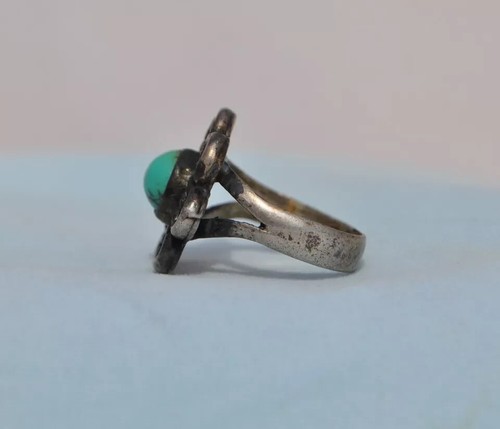 Old Pawn Sterling Silver Native American Indian Turquoise Ring Size 6.5 - Picture 4 of 6