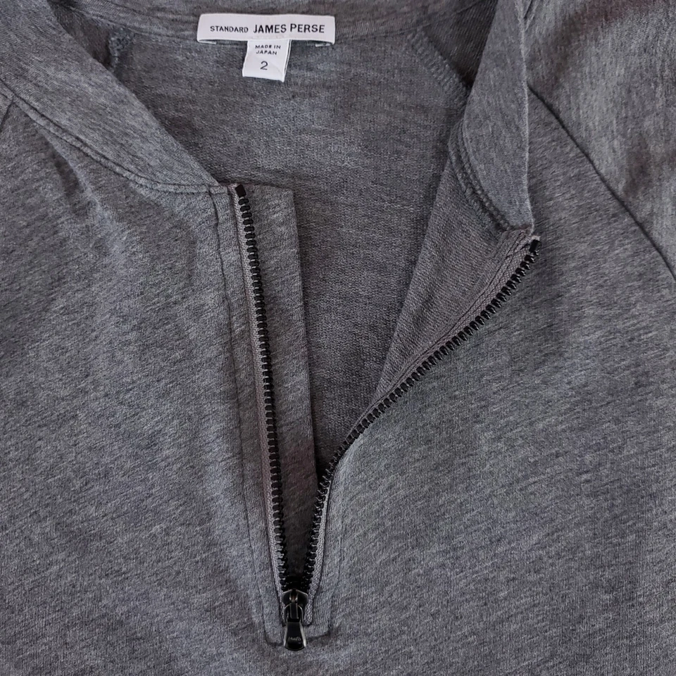 James Perse Mens Sz 2 Medium Regular Fit 1/2 Half Zip Baseball Pullover MFLI3079 - Image 4 of 4