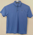 Under Armour Golf Polo Mens Blue Gray Shirt Loose Heatgear Size Large -VG