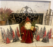 NEW 2pc Contemporary Pillow Covers Linen Christmas Trees Design