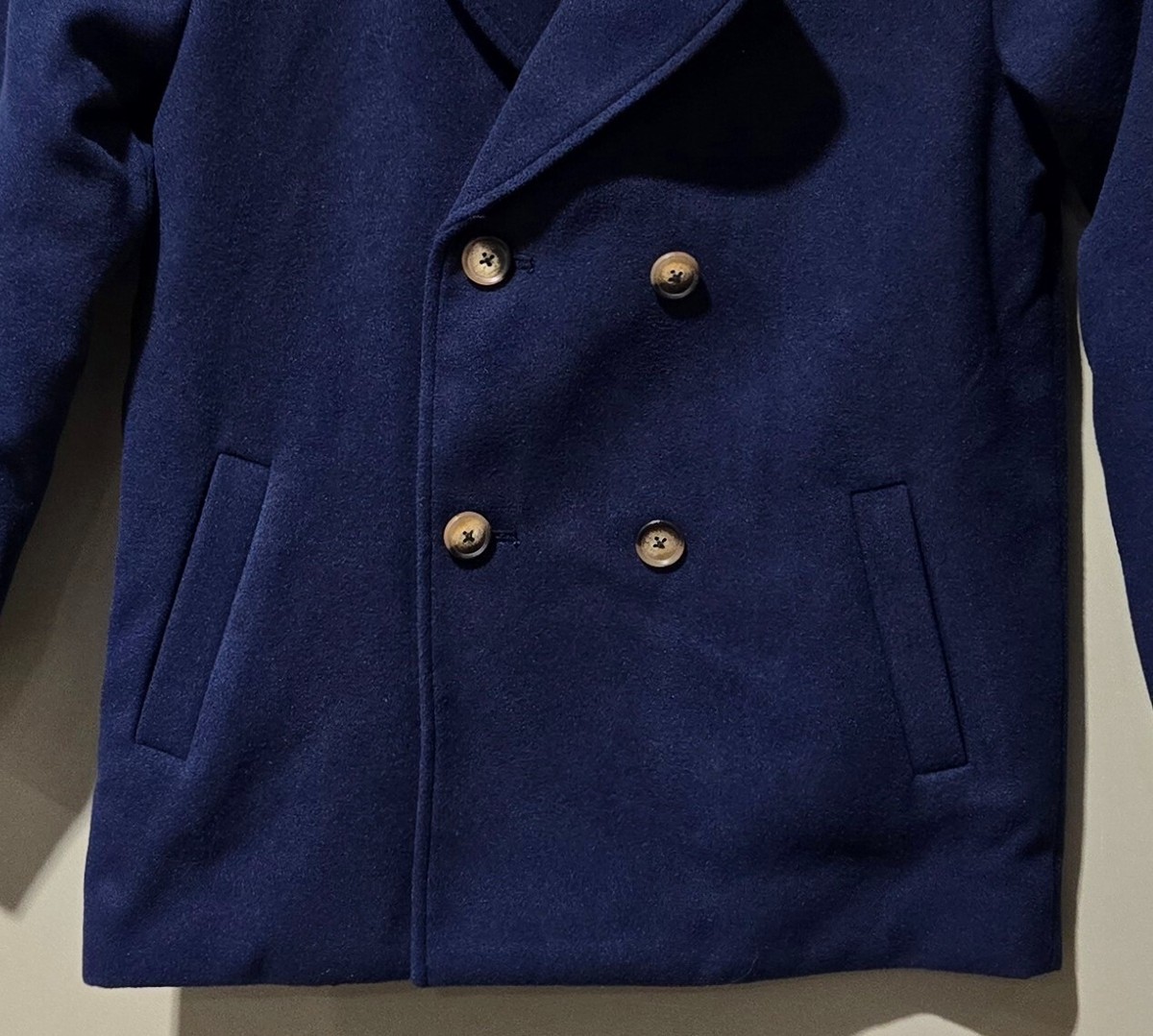 Cat & Jack Navy Blue Faux Wool Button Front Pea Coat Jacket