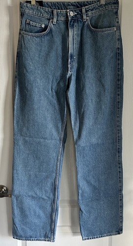 ASOS Weekday Rowe Extra High Waisted Straight Leg Jeans NWT 33/30 Dusty Light