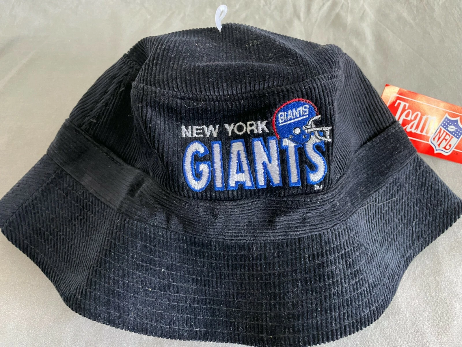 NFL NEW YORK GIANTS BLACK CORD BUCKET HAT VINTAGE DEADSTOCK SIZE M/L 1990s