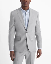 NEW EXPRESS $288 LIGHT GRAY SLIM MODERN TECH SUIT JACKET SZ 46R
