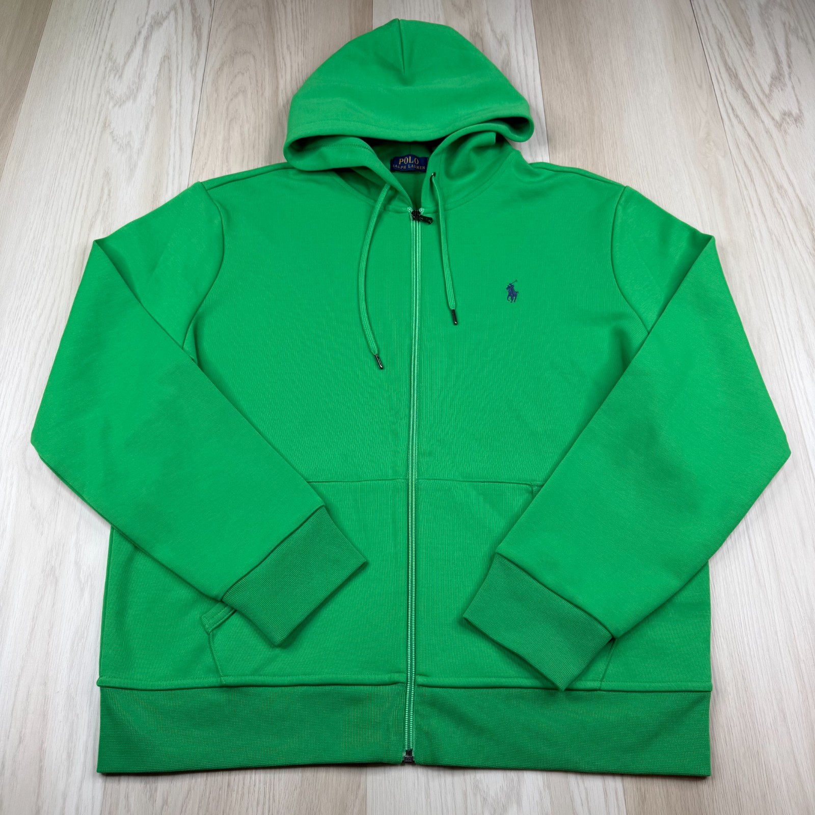 Vintage Polo Ralph Lauren Mens Green Full Zip Pony Logo Hoodie Size Large