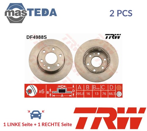 DF4988S BREMSSCHEIBEN SATZ HINTEN TRW 2PCS NEU OE QUALITÄT