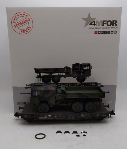 Camión militar Marklin 58658 calibre 1 vagón plano LN/caja | Condition: Used