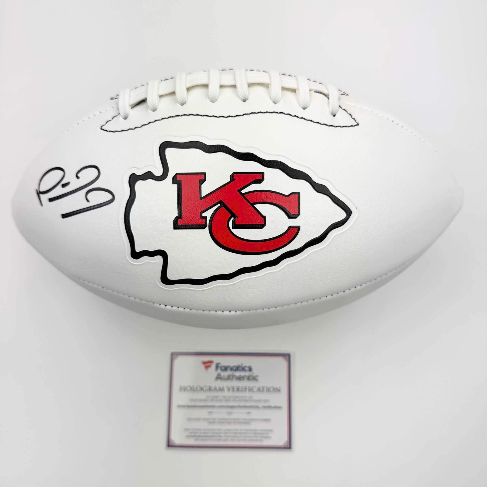 Patrick Mahomes Autographed Signed Kansas City Chiefs / Chiefs Full Size Logo Football Fanatics COA 