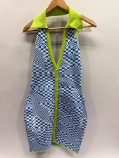 Fashion Nova Women’s Blue Green Knit Halter Mini Dress Checkered Sz S