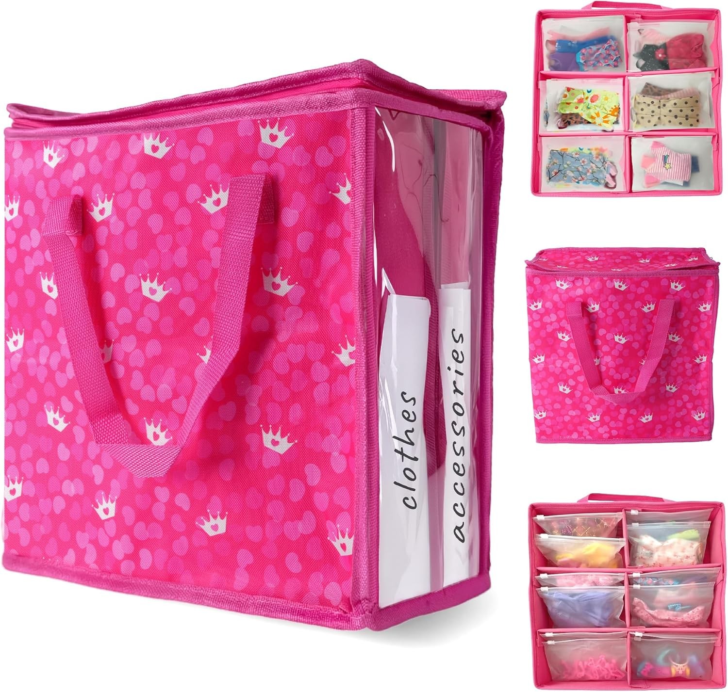 & Accessories Storage Organizer &ndash; 3 Pink Stackable Ba