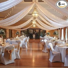 6 Panels White Ceiling Drapes for Wedding Ceiling Drapes 5ftx20ft Wedding Arch D