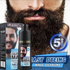 200ml Men Black Beard Hair Dye Color Shampoo Permanent Darkening Hair Coloring