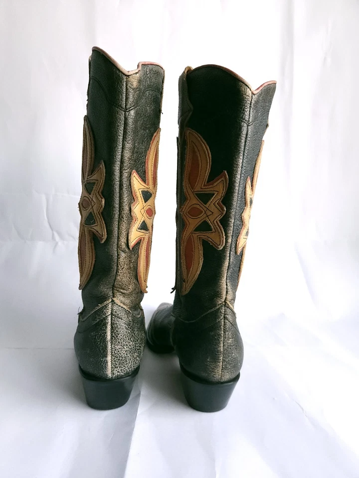 Vintage Brown Leather Cowboy Boots Women 7.5 Boho Western Festival Style - Image 4 of 4