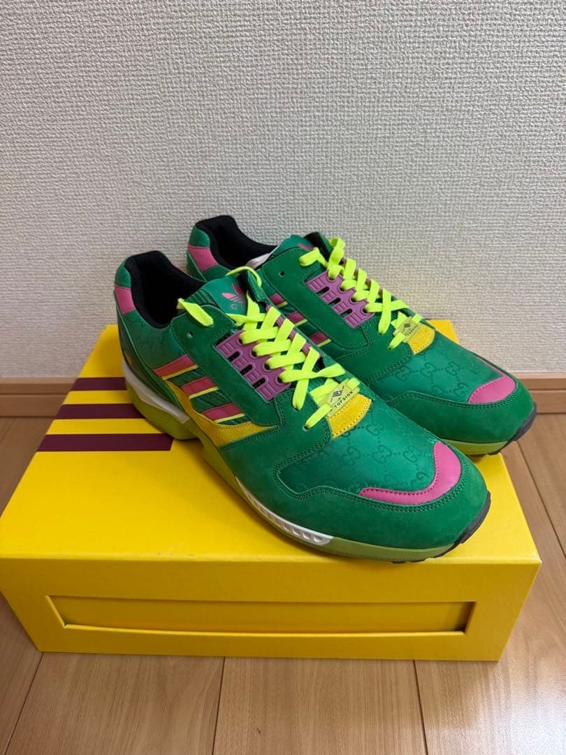 靴 GUCCI Shoes Adidas x Gucci ZX 8000 Green GG Monogram Men's Sneakers 11.5