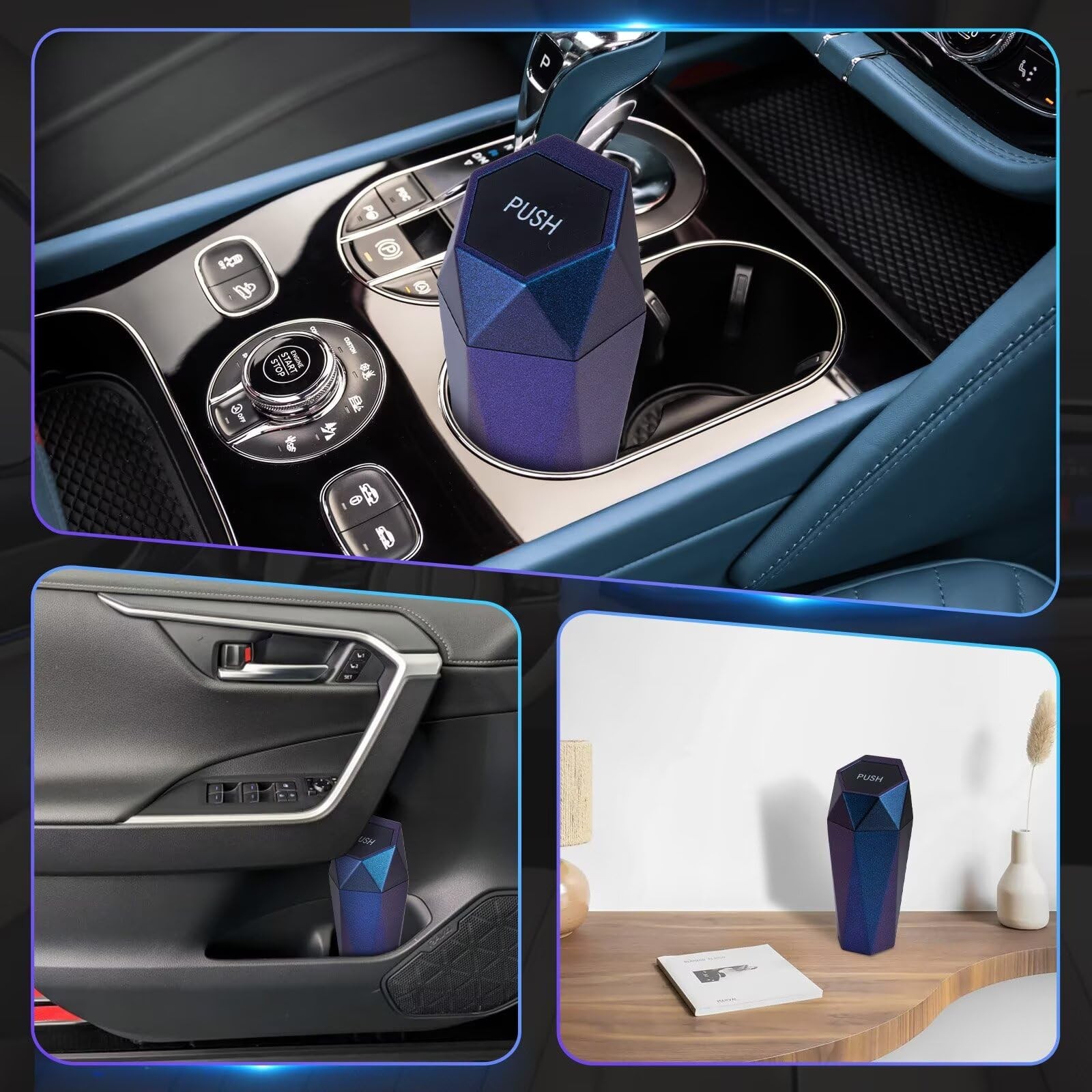 BFXM Car Trash Can, 2 Pack Car Trash Bin with Lid, Car Accessories for Women