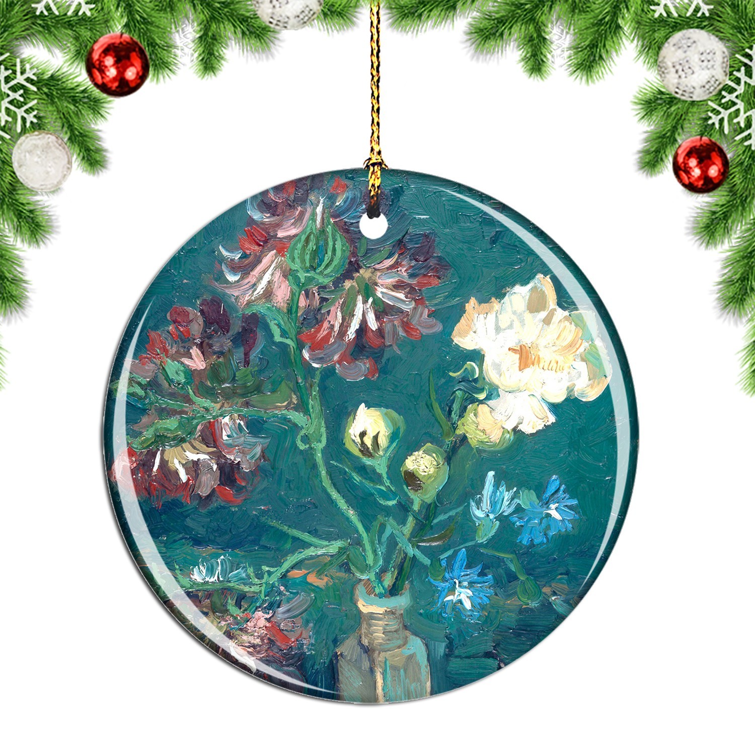 Van Gogh Small Bottle With Peonies And B Christmas ornament city travel souvenir