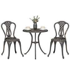 Outsunny Outdoor Bistro Set Cast Aluminium Patio Furniture for 2, Refurbished