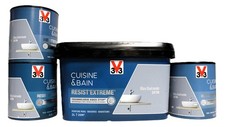 Lot Peinture V33 Cuisine et Bain "Bleu Guérande" 2L + 3 X 0,5L