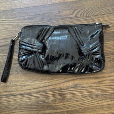 Black Crocodile Shiny Clutch Handbag Purse By Chateau