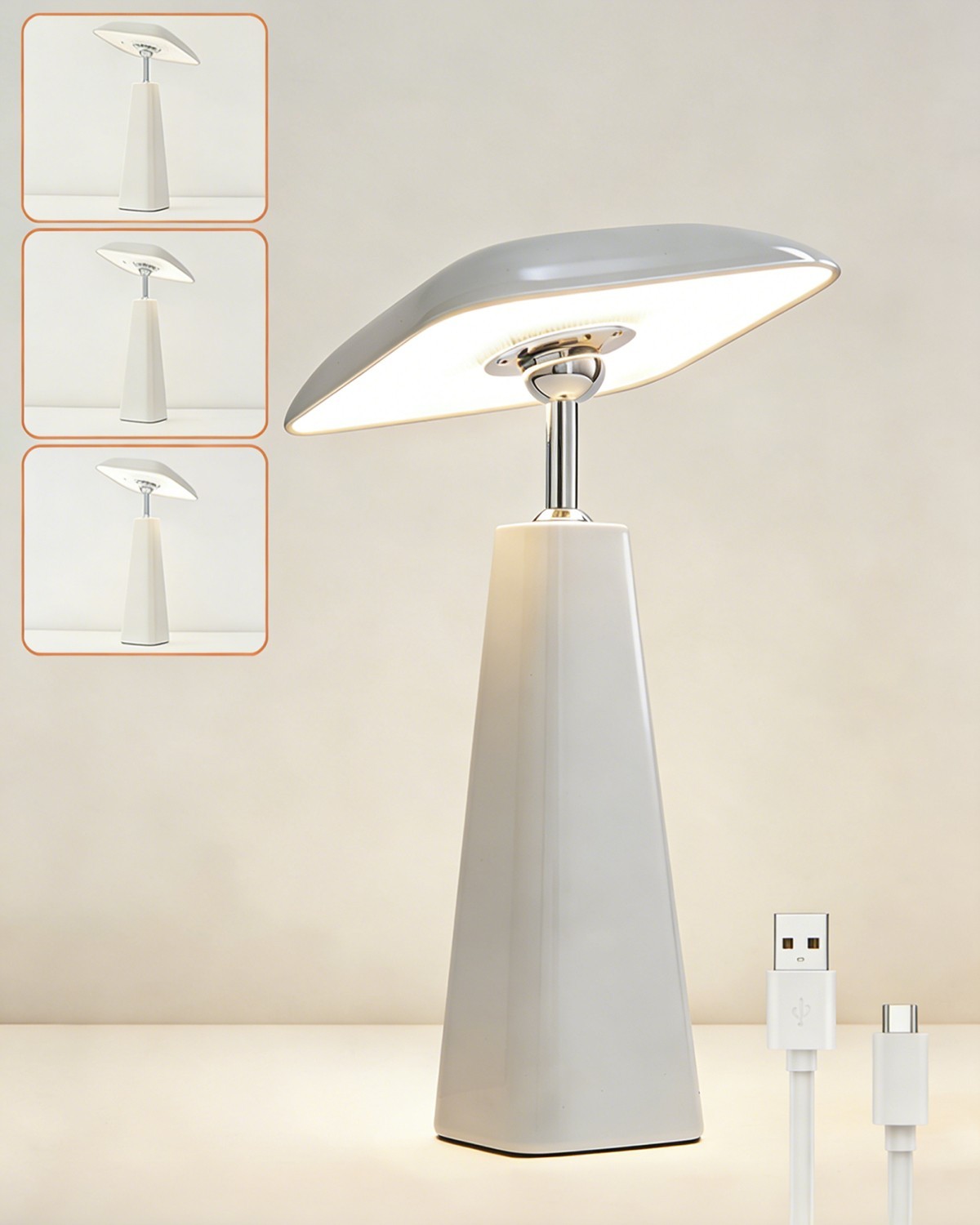 B&Q -  Rechargeable Table LampMagnetic Touch Mushroom Bedside Light DimmablePortable Desk LampLight Grey - Image 2