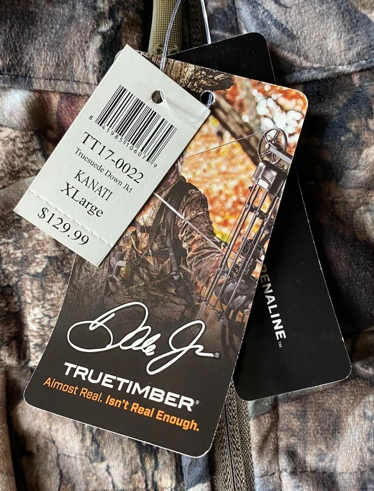 True Timber TrueSuede Down Jacket - Strata Camo Sz XL Zip-Off Hood Bowhunter - Image 3 of 4