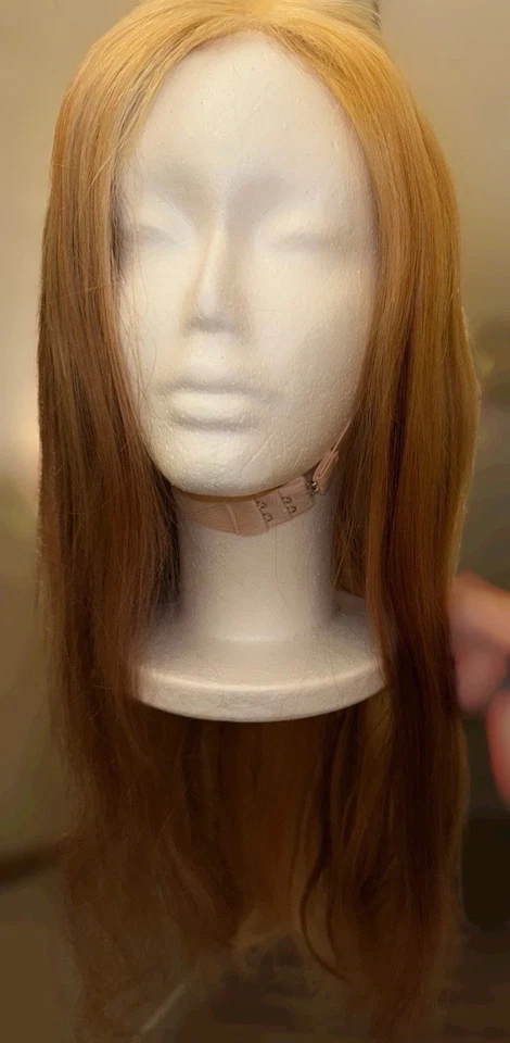 Preciosa peluca de cabello humano, destacada exclusivamente, rubia con rayas marrones, 28 pulgadas, 100 % Foto 4 de 4