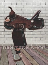 Western Barrel Leather Horse Saddle with Tack Set Free shipping