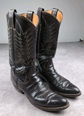 Nocona Boots Men Size 9.5 AAA Western Black Leather Cowboy  display picture 3