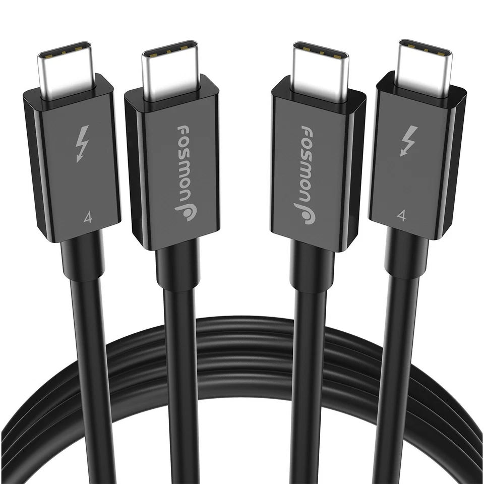 2 Pack [INTEL CERTIFIED] 3FT Thunderbolt 4 Cable USB C Sync Charge Data Charging