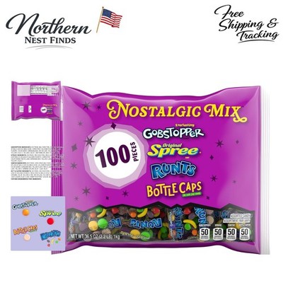 Mixed-Fruit Nostalgic Candy Assortment - 100 Pieces of Gobstoppers, Spree & More